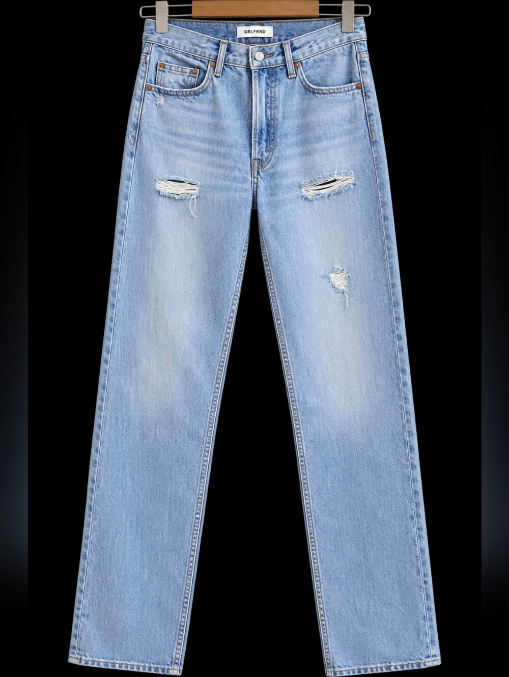 GRLFRND Distressed Light Wash Extra Long Jeans Size 26